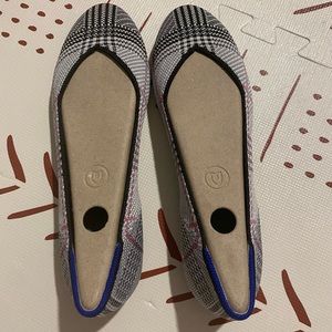 Rothys Round Toe plaid flats grey and pink